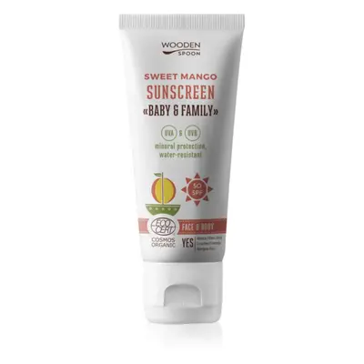 WoodenSpoon Baby & Family Sweet Mango védő naptej az egész családnak SPF50 100 ml