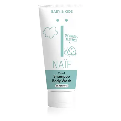 Naif Baby & Kids 2-in-1 gyermek tisztító gél és sampon parfümmentes 200 ml