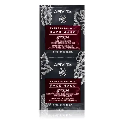 Apivita Express Beauty Firming Face Mask Grape ránctalanító és feszesítő arcpakolás 2 x 8 ml