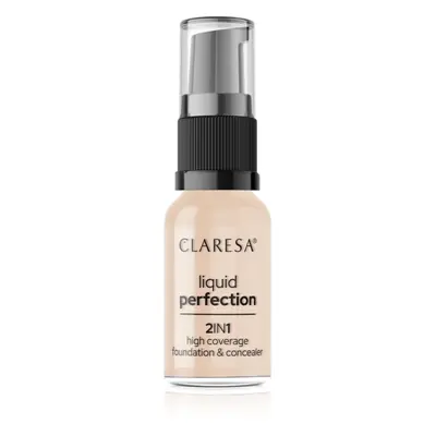 Claresa Liquid Perfection 2in1 Magas fedésű alapozó árnyalat 102 Warm Medium 18 g