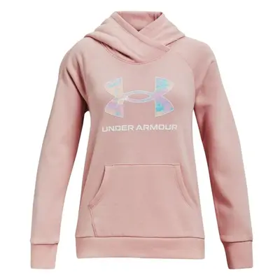 Under Armour RIVAL LOGO HOODIE Lány pulóver, lazac, méret