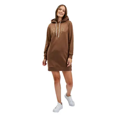 GAP HOODIE DRESS Női pulóverruha, barna, méret