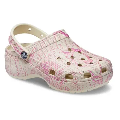 Crocs CLASSIC PLATFORM SNAKEPRINT CLOG W Női szandál, bézs, méret 38/39