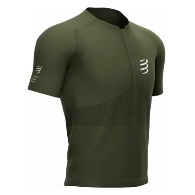 Compressport TRAIL HALF-ZIP FITTED SS TOP Férfi futómez, khaki, méret