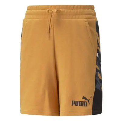 Puma ESS+CAMO SHORTS TR B DESERT CLAY Gyerek rövidnadrág sportoláshoz, narancssárga, méret