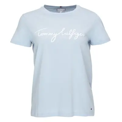 Tommy Hilfiger REG C-NK SIGNATURE TEE Női póló, világoskék, méret