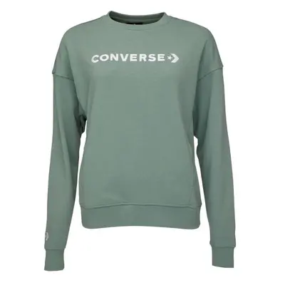 Converse WORDMARK FLEECE HOODIE EMB Női pulóver, zöld, méret