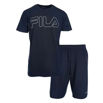 Fila SET SHORT SLEEVES T-SHIRT AND SHORT PANTS IN JERSEY Férfi pizsama, sötétkék, méret