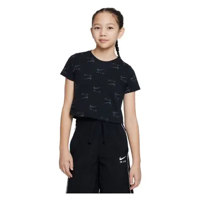 Nike NSW TEE CROP AIR AOP Lány póló, fekete, méret