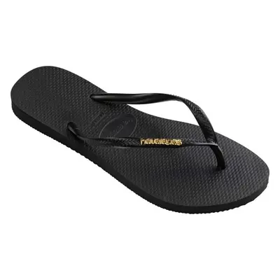 HAVAIANAS SLIM LOGO METALLIC Női flip-flop papucs, fekete, méret 39/40