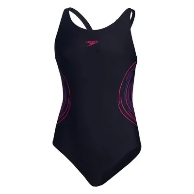 Speedo PLACEMENT MUSCLEBACK Lány egyrészes sportos fürdőruha, sötétkék, méret