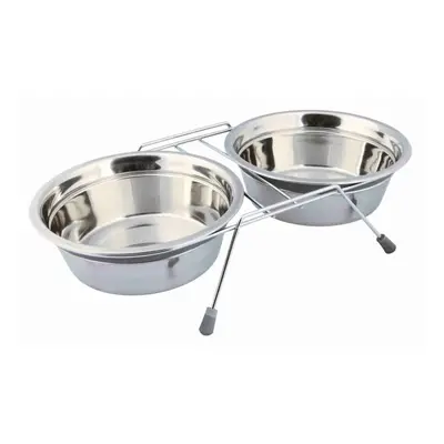 TRIXIE BOWL SET 1,5L Tálak állvánnyal, ezüst, méret