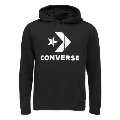 Converse FLEECE SCRIPTED LOGO PULLOVER HOODIE Férfi pulóver, fekete, méret