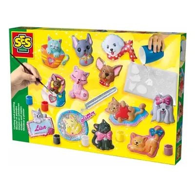 SES CASTING AND PAINTING SET CATS AND DOGS Kutya- és macskafigura kiöntő és kifestő szett, mix, 