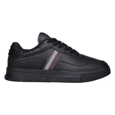 Tommy Hilfiger SUPERCUP STRIPES TUMBLED LEATHER Férfi teniszcipő, fekete, méret