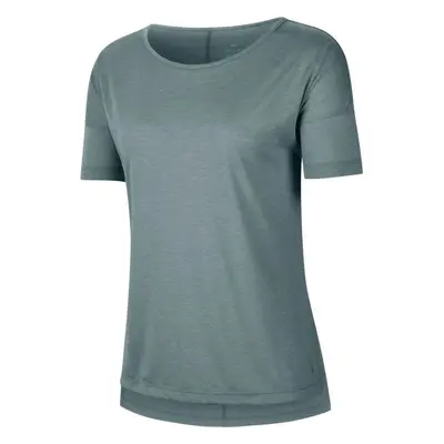 Nike SHORT-SLEEVE YOGA TRAINING TOP Női póló jógára, sötétzöld, méret