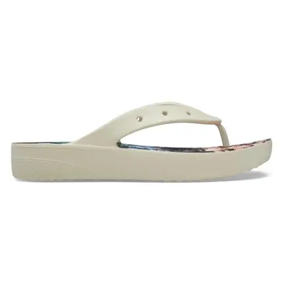 Crocs CLASSIC PLATFORM RETRO RESORT FLIP Női flip-flop papucs, bézs, méret 36/37