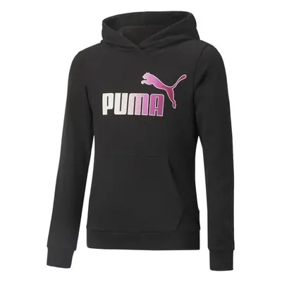 Puma ESS+BLEACH LOGO HOODIE TR G Lány pulóver, fekete, méret