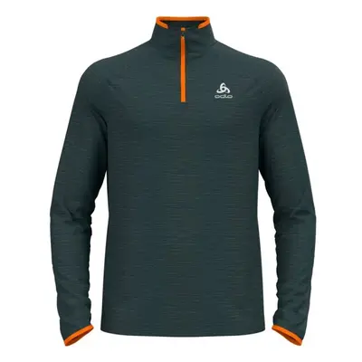 Odlo MIDLAYER 1/2 ZIP RUN EASY WARM Pulóver rövid cipzárral, sötétzöld, méret