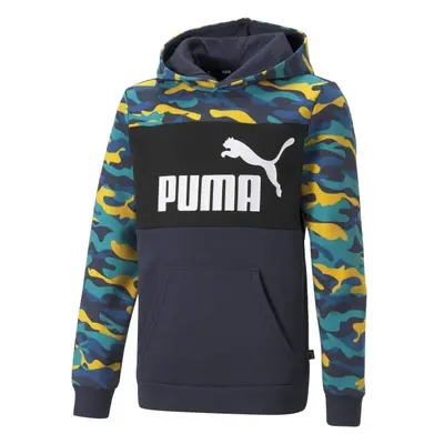 Puma ESS+CAMO HOODIE FL B Gyerek pulóver, sötétkék, méret