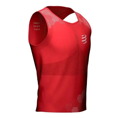 Compressport PRO RACING SINGLET Férfi ujjatlan felső futáshoz, piros, méret