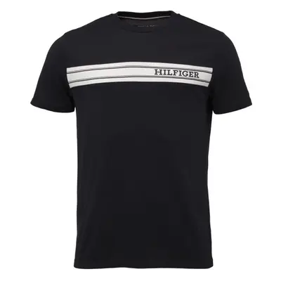 Tommy Hilfiger MONOTYPE LOGO STRIPE LOUNGE Férfi póló, sötétkék, méret