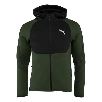 Puma EVOSTRIPE FULL ZIP HOODIE Férfi pulóver, sötétzöld, méret