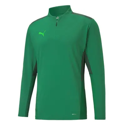 Puma TEAMCUP 1/4 ZIP TOP Férfi pulóver edzéshez, zöld, méret