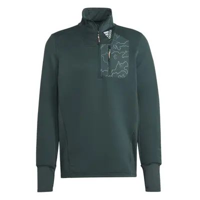 adidas X-CITY 1/4 ZIP Férfi pulóver futáshoz, sötétzöld, méret