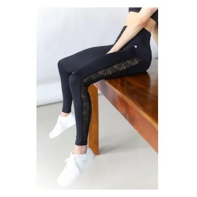 GOLDBEE LACE LINE Női legging, fekete, méret