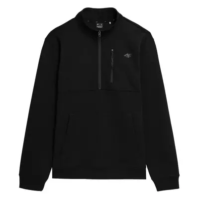 4F SWEATSHIRT 1/2 ZIP Férfi pulóver, fekete, méret