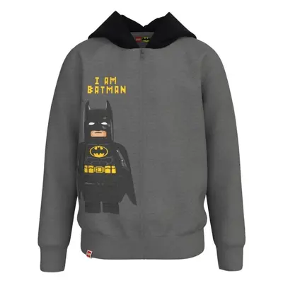 LEGO® kidswear CARDIGAN W. HOOD Fiú cipzáras pulóver, sötétszürke, méret