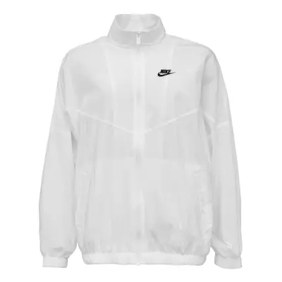 Nike NSW ESSNTL WR WVN JKT Női kabát futáshoz, fehér, méret