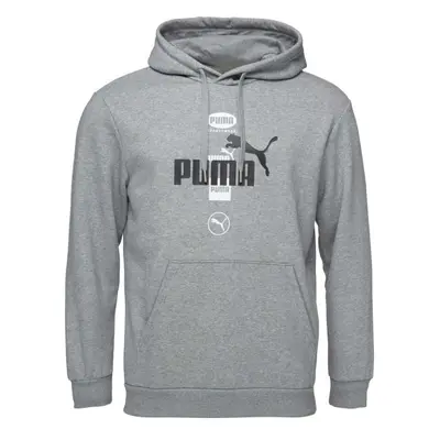 Puma POWER GRAPHICS HOODIE FLEECE Férfi pulóver, szürke, méret