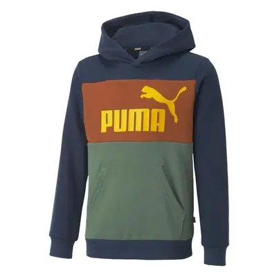 Puma ESS+COLORBLOCK HOODIE FL B Gyerek pulóver, sötétkék, méret