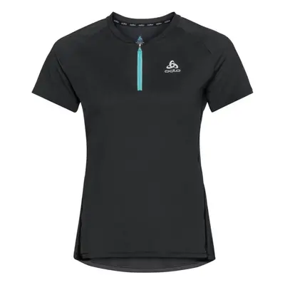 Odlo W AXALP TRAIL T-SHIRT CREW NECK S/S 1/2 ZIP Női póló, fekete, méret