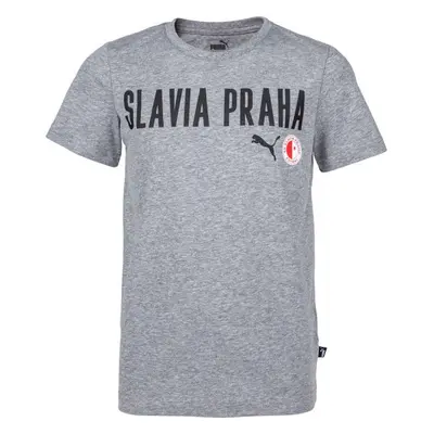 Puma Slavia Prague Graphic Tee Jr GRY Fiú póló, szürke, méret