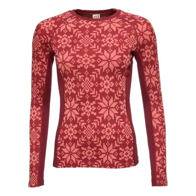 KARI TRAA EDITH LONG SLEEVE Női merinó felső, bordó, méret