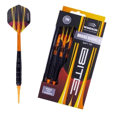 Windson BITE G BRASS SET Sárgaréz darts nyilak műanyag hegyekkel, narancssárga, méret