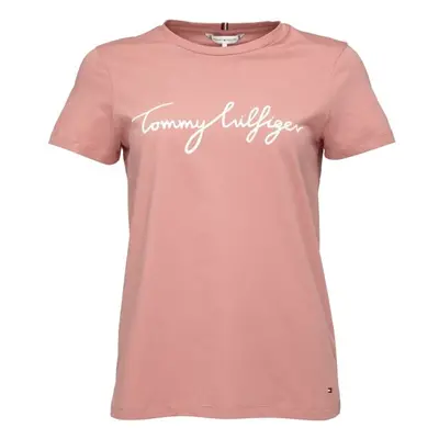 Tommy Hilfiger REG C-NK SIGNATURE TEE Női póló, lazac, méret