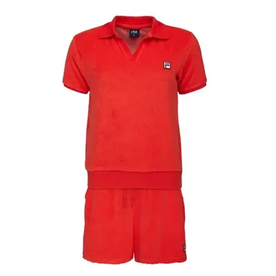 Fila SET POLO AND SHORT PANTS IN SPONGE TERRY Női pizsama, piros, méret