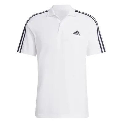 adidas ESSENTIALS PIQUÉ EMBROIDERED SMALL LOGO 3-STRIPES POLO SHIRT Férfi pólóing, fehér, méret