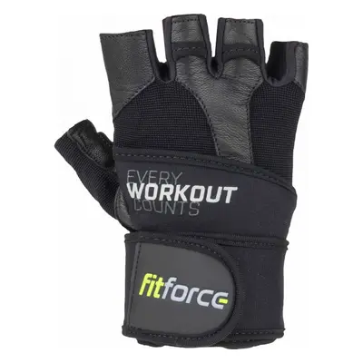 Fitforce LINEAR Bőr fitness kesztyű, fekete, méret