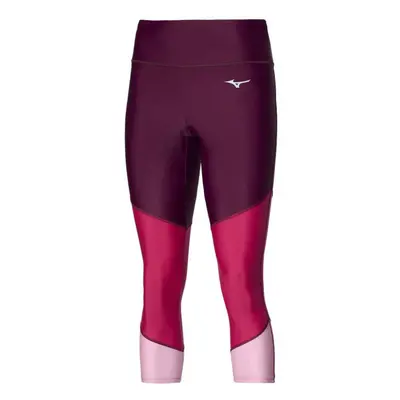 Mizuno RED CORE TIGHT Női 3/4-es nadrág futáshoz, bordó, méret