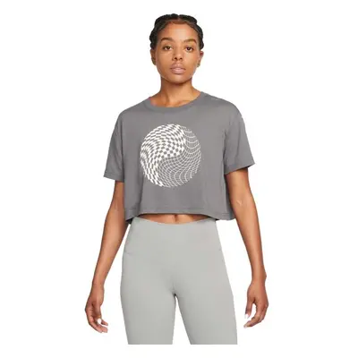 Nike NK DF TEE CROP YOGA Női póló, sötétszürke, méret