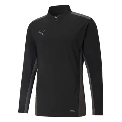 Puma TEAMCUP 1/4 ZIP TOP Férfi pulóver edzéshez, fekete, méret