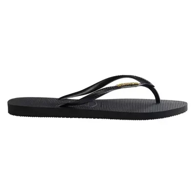 HAVAIANAS SLIM LOGO METALLIC Női flip-flop papucs, fekete, méret 43/44