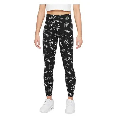 Nike NSW ESSNTL MR LGGNG SSNL PRN Lány leggings, fekete, méret