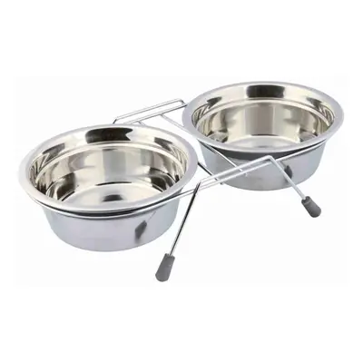 TRIXIE BOWL SET 900ML Tálak állvánnyal, ezüst, méret