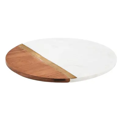 MARBLE KITCHEN márvány/fa alátét sárgaréz csíkkal, Ø 30 cm